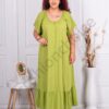 Φόρεμα plus size με βολάν-πράσινο φιστίκι-κωδ 4374-4