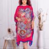 Plus size σατέν καφτάνι με τύπωμα μαντάλα-φούξια-κωδ 391-3