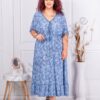 Plus size φόρεμα με σχέδιο μικρά λουλούδια-ανοιχτό μπλε-κωδ 21364-2