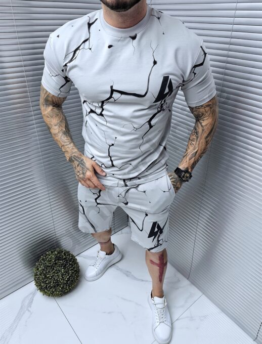 Ανδρικό Oversize σετ T-Shirt και βερμούδα Chaos-γκρι-κωδ 5087-2