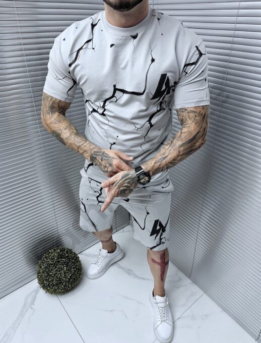 Ανδρικό Oversize σετ T-Shirt και βερμούδα Chaos-γκρι-κωδ 5087-2