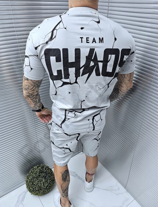 Ανδρικό Oversize σετ T-Shirt και βερμούδα Chaos-γκρι-κωδ 5087-2