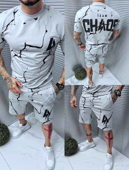 Ανδρικό Oversize σετ T-Shirt και βερμούδα Chaos-γκρι-κωδ 5087-2