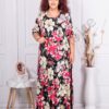 Plus size φόρεμα με κοραλί λουλούδια-κωδ 24234-5