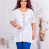 Plus size τουνίκ με τρία ξύλινα κουμπιά-λευκό-κωδ 1683-5
