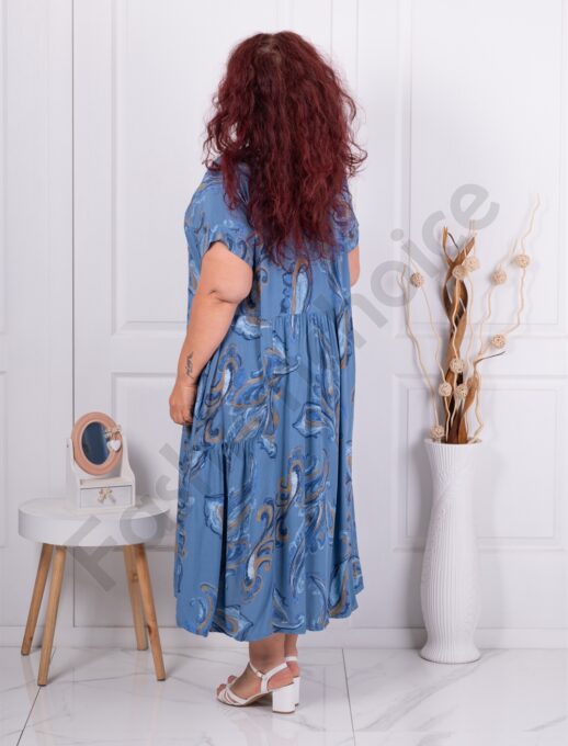Plus size φλοράλ φόρεμα με τσέπες-μπλε-κωδ 241203-3