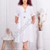 Λινό φόρεμα plus size με κουμπιά-λευκό-κωδ 11766-4