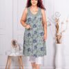 Plus size μακρύ τοπ με δαντέλα στο ντεκολτέ-χακί-κωδ 241210-1