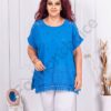 Plus size μπλούζα με τρυπητό κέντημα και δαντέλα-μπλε ρουά-κωδ 241139-2