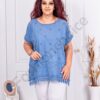 Plus size μπλούζα με τρυπητό κέντημα και δαντέλα-ανοιχτό μπλε-κωδ 241139-8