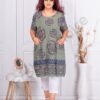 Plus size μακριά τουνίκ με μοτίβα-χακί-κωδ 12232