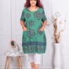Plus size μακριά τουνίκ με μοτίβα-πράσινο-κωδ 12232-2