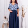 Μάξι plus size φόρεμα με Ζικ-Ζακ σχέδιο-σκούρο μπλε-κωδ 6401-9