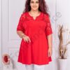 Plus size τουνίκ με μανίκια δαντέλα-κόκκινο-κωδ 1796-9