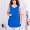 Plus size μακριά αμάνικη μπλούζα-μπλε ρουά-κωδ 2143-3