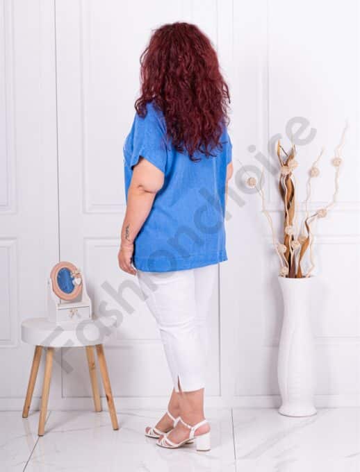 Plus size βαμβακερή μπλούζα με τύπωμα πεταλούδες-μπλε-κωδ 1062-2