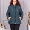 Plus size μπουφάν με κουκούλα και πουά-λαδί-κωδ 5606-2