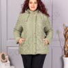Plus size μπουφάν με κουκούλα-πράσινο-κωδ 5606-1