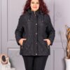Plus size μπουφάν με κουκούλα και πουά-μαύρο-κωδ 5606