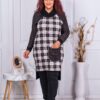 Plus size τουνίκ καρό με τσέπη-κωδ 3216