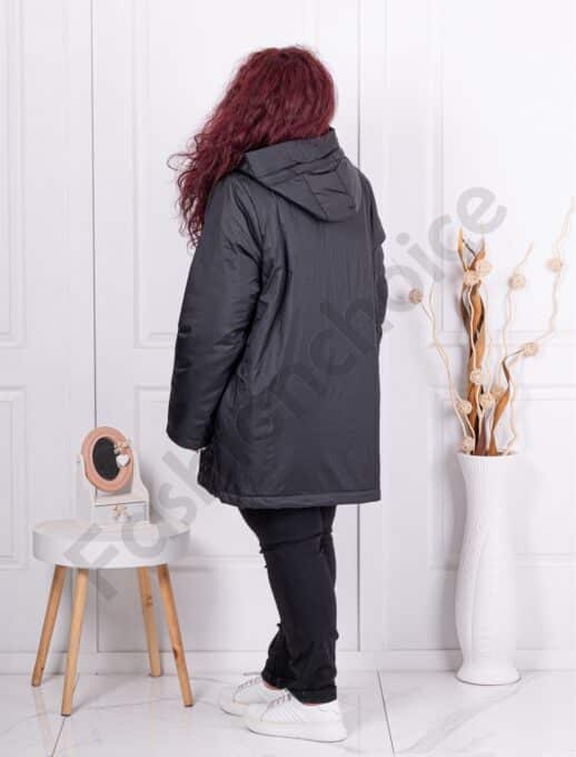 Plus size γυναικείο μπουφάν με κέντημα-μαύρο-κωδ 63015