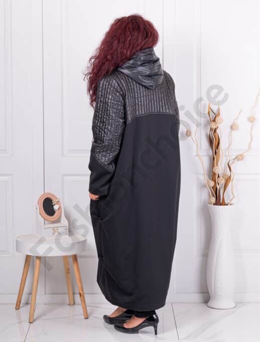 Plus size μακρύ παλτό με κουκούλα-κωδ 30024