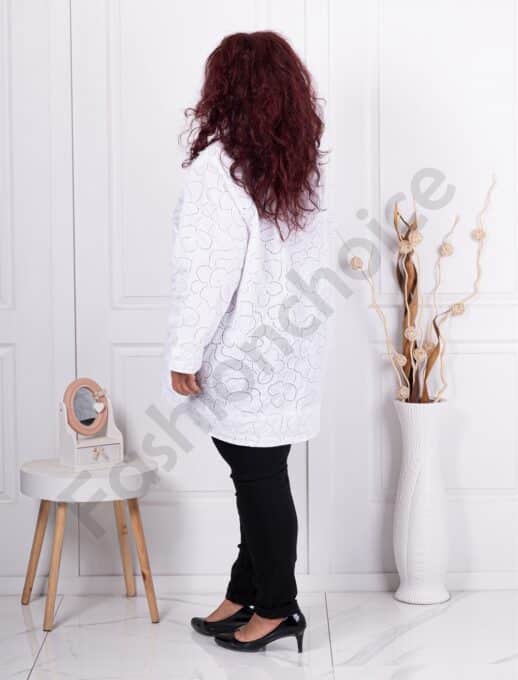 Plus size ελαφρύ μπουφάν με τρυπητό κέντημα-λευκό-κωδ 30051-3