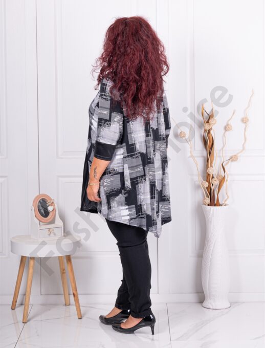 Plus size ασύμμετρη τουνίκ με λεπτομέρειες απο δερματίνη-κωδ 241412