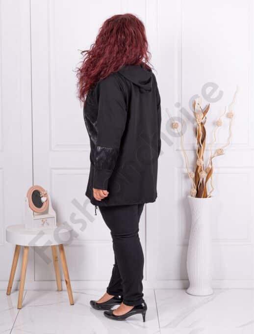 Plus size ζακέτα με ανάγλυφη υφή-μαύρο-κωδ 241212-4