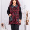 Plus size τουνίκ με δερμάτινες λεπτομέρειες-κόκκινο-κωδ 24847