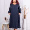 Plus size πλισέ φόρεμα σε σκούρο μπλε χρώμα-κωδ 4622-5