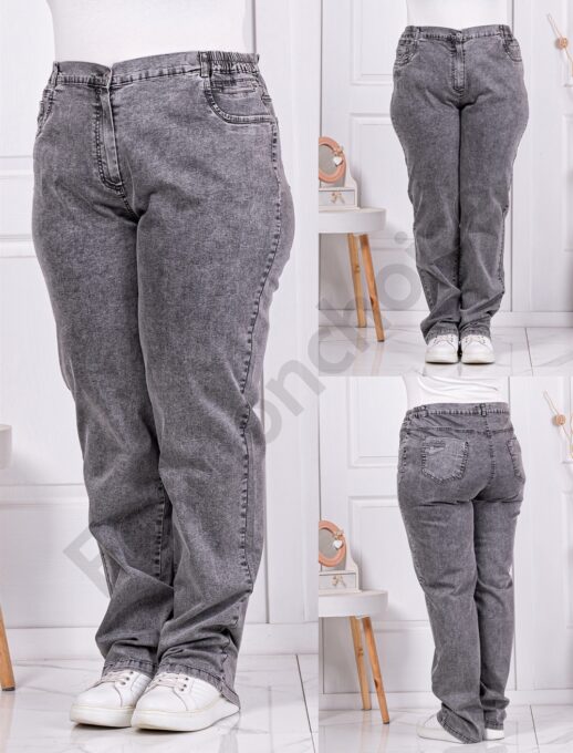 Plus size γυναικείο τζιν σε ίσια γραμμή-γκρι-κωδ 8897-2