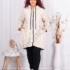Plus size μακρύ δερμάτινο τζάκετ με κουκούλα-εκρού-κωδ 37115-1