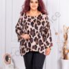 Plus size σατέν μπλούζα με λεοπάρ print-μπεζ-κωδ 38761-2