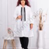 Plus size αντιανεμικό τύπου καπαρντίνα με κουκούλα-λευκό-κωδ 34629-2