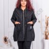 Plus size αντιανεμικό τύπου ζακέτα-μαύρο-κωδ 9436