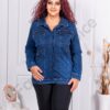 Plus size ντένιμ τζάκετ με απλικέ στρας-μπλε-κωδ 8166-1