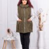 Plus size αντιανεμικό αμάνικο μπουφάν-χακί-κωδ 90066-2