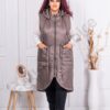 Plus size μακρύ αμάνικο μπουφάν-μόκα-κωδ 90077-2