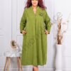 Plus size κοτλέ φορέμα με απλικέ λουλούδι-πράσινο-κωδ 10902-2