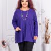 Plus size πλεκτή μπλούζα με δώρο κολιέ-βιολετί-κωδ 2281-7