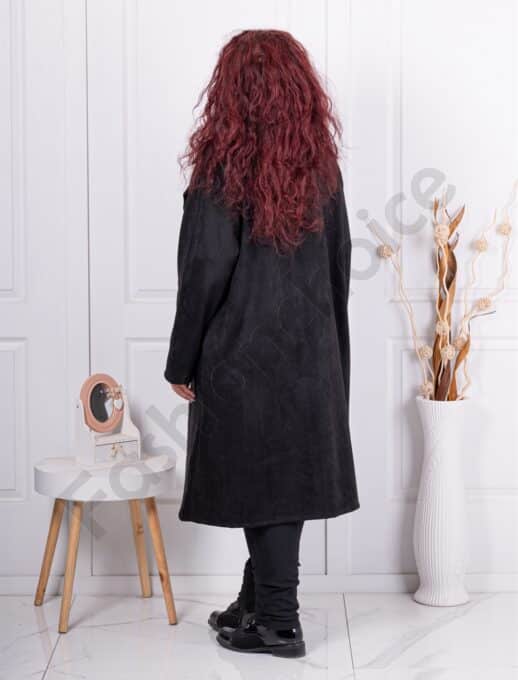 Plus size βελούδινο παλτό-μαύρο-κωδ 3500