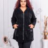 Plus size ζακέτα με βελουτέ υφή-μαύρο-κωδ 24944