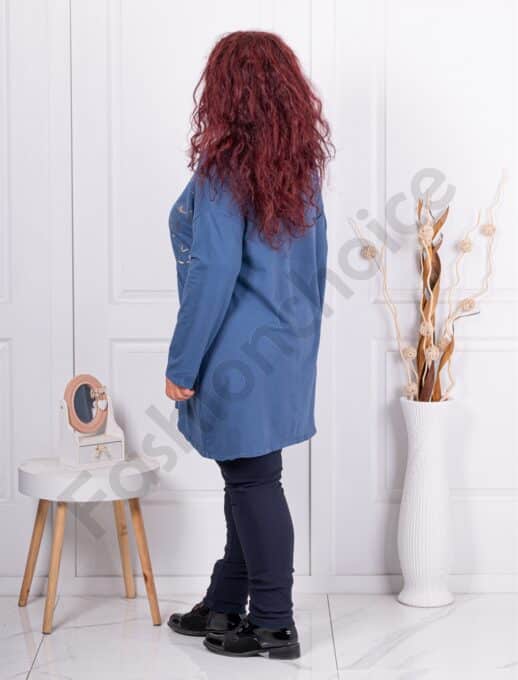 Plus size μπλούζα με χρυσό τύπωμα-μπλε-κωδ 83276-4