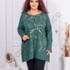 Plus size μπλούζα με χρυσό τύπωμα-πράσινο-κωδ 83276-3