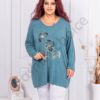 Plus size πλεκτή μπλούζα με φλοράλ τύπωμα-βεραμάν-κωδ 12781-6
