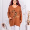 Plus size πλεκτή μπλούζα με φλοράλ τύπωμα-ταμπά-κωδ 12781-5