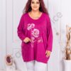 Plus size πλεκτή μπλούζα με φλοράλ τύπωμα-ματζέντα-κωδ 12781-4