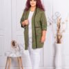 Plus size γυναικεία πλεκτή ζακέτα-χακί-κωδ 84466-3