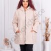 Plus size μπουκλέ ζακέτα με κουκούλα-εκρού-κωδ 1854-1